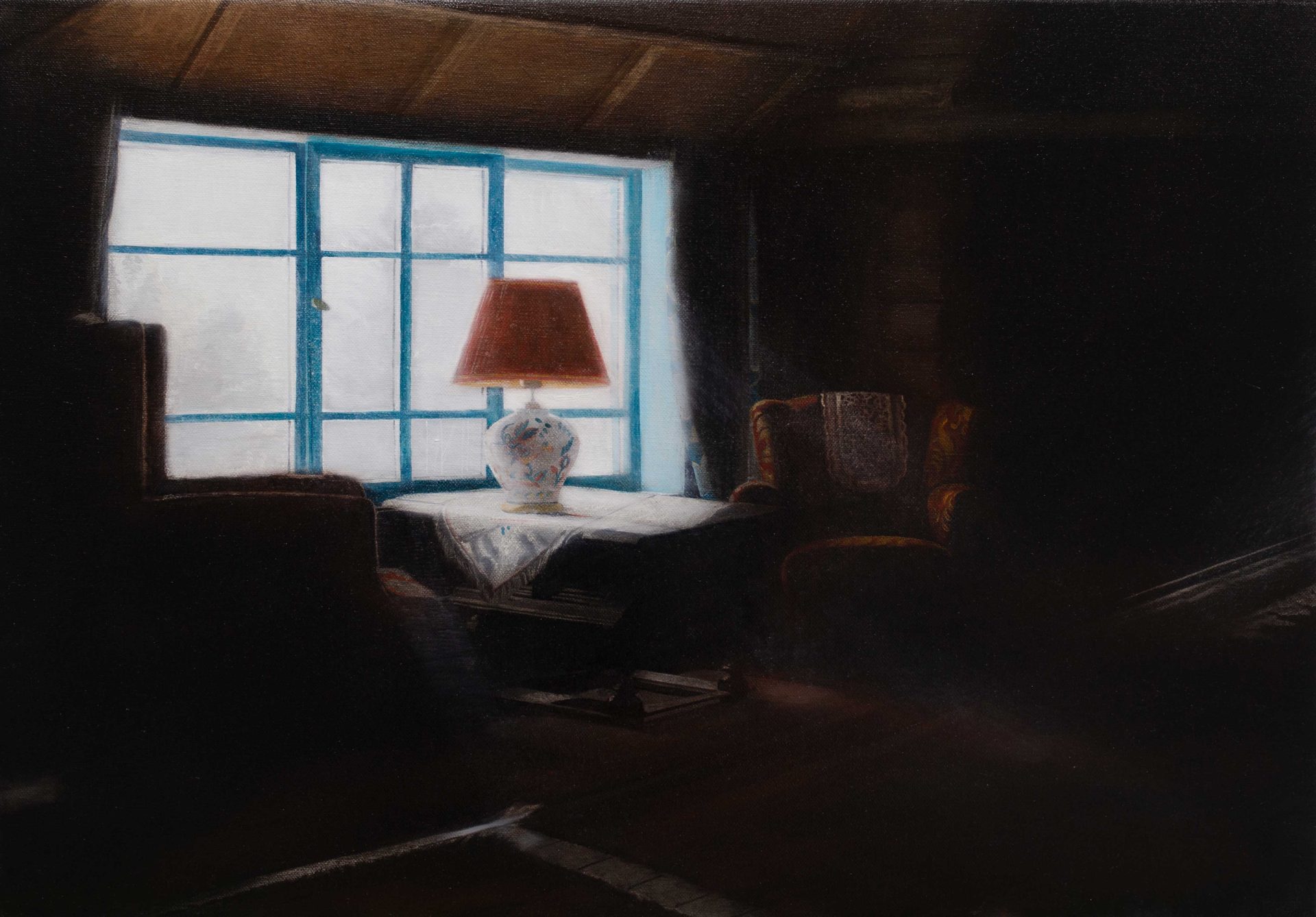 Evgenia Buravleva, Home, 2025, olio su tela, 40x55 cm