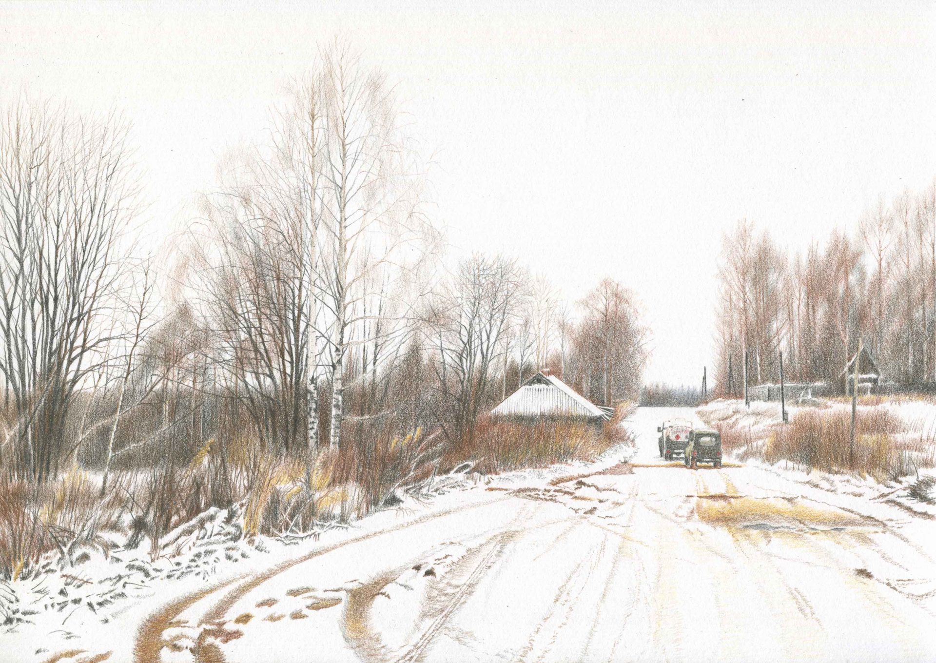 Evgenia Buravleva, Russian way, 2025, pastelli su carta, 21x29 cm